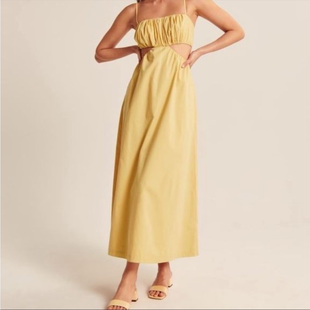 Abercrombie & Fitch Bubble Top Cut Out Maxi Dress Yellow